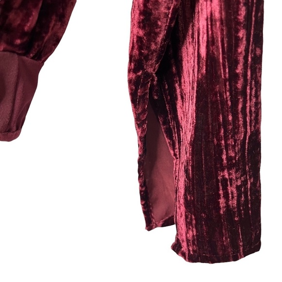 Good American Velvet Bodysuit Burgundy Size 0 Wrap V Neck Long Sleeve - Picture 7 of 9